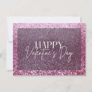 Purpurina rosa feliz tarjeta de San Valentín