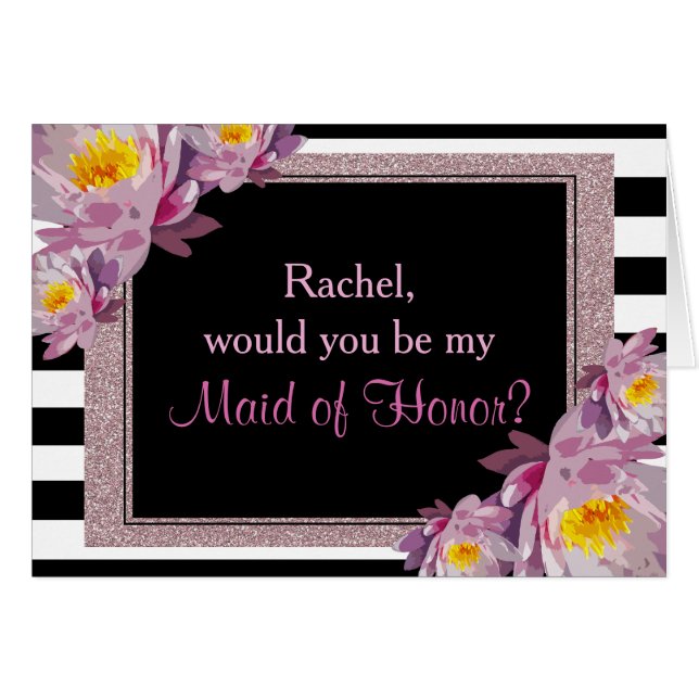 Purpurina Rosa Floral, serás mi criada de honor. (Anverso (Horizontal))