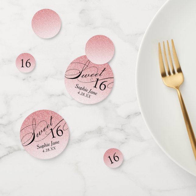 Purpurina rosa Glam Sweet Personalized 16 Confetti (Grupo)