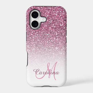 Purpurina rosa, nombre y monograma, Girly