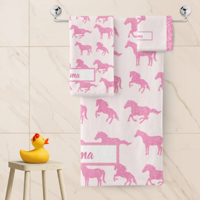 Purpurina Rosa Patrón de Caballo Niña Pequeña Nomb (Subido por el creador)