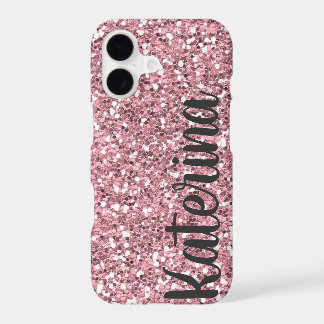 Purpurina rosa personalizado con su nombre.