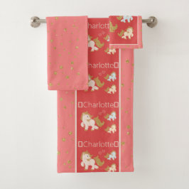 Purpurina rosa pone con nombre a pequeña niña en e