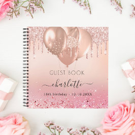 Purpurina rosa rosa de oro del libro de invitados