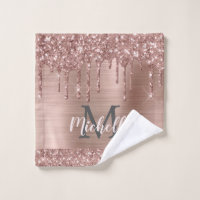 Purpurina rosa rosa dorado goteo monograma femenin