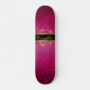 Purpurina Rosa Secuencia Disco Antiguo Skateboard