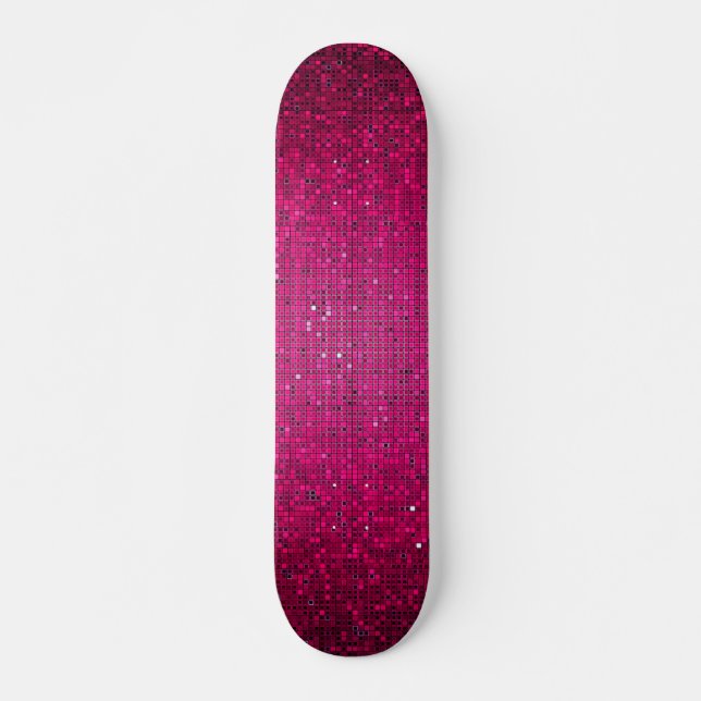 Purpurina Rosa Secuencia Disco Antiguo Skateboard (Anverso )
