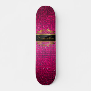 Purpurina Rosa Sequin Disco Glitz Mini Skateboard