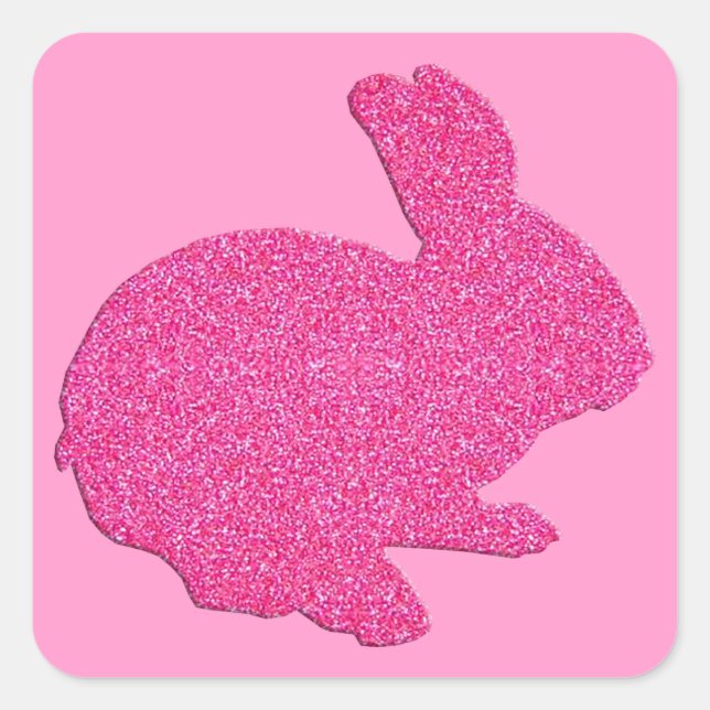 Purpurina rosa Silhouette Easter Bunny Pegatinas (Anverso)