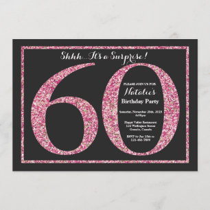 Purpurina Rosa Sorpresa 60 cumpleaños invitación