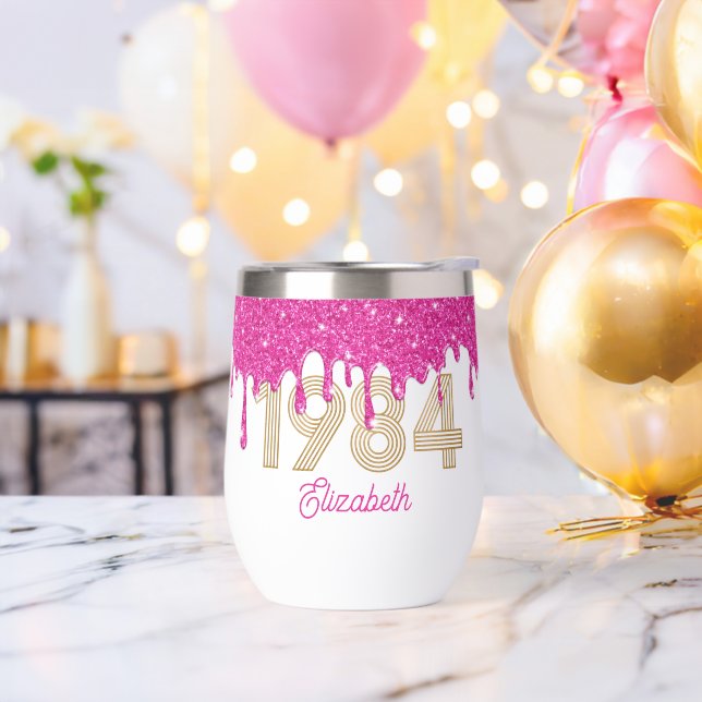 Purpurina rosado Drip Gold 1984 40º cumpleaños (Despedida de soltero)