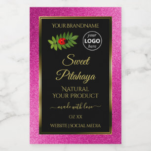 Purpurina rosado Etiquetas de producto negras Logo