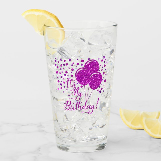 Purpurina rosado ¡Globos de cumpleaños! (Anverso (hielo))