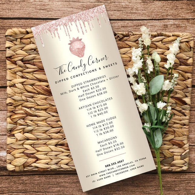 Purpurina rosado gotea postre fresa Menú de oro (Subido por el creador)