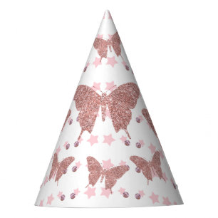 Purpurina Rosado Mariposa Gorra del partido de cum