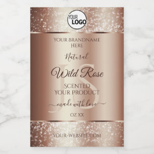 Purpurina Rosegold de lujo Etiquetas de productos