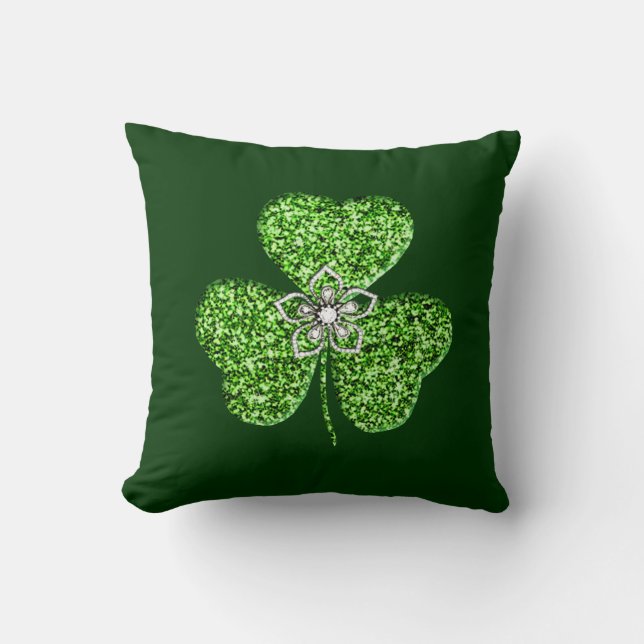 Purpurina Shamrock Y Cojín decorativo De Flores (Anverso)