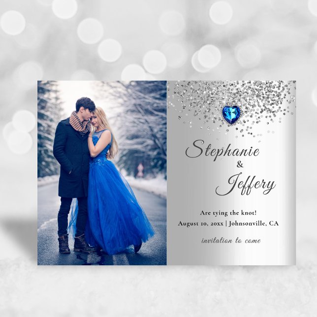 Purpurina Silver Blue Heart Guardar la tarjeta de  (Subido por el creador)