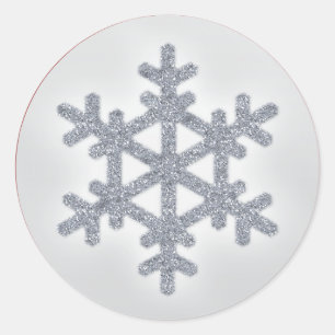Purpurina Silver FAUX Snowflake con Pegatina rojo