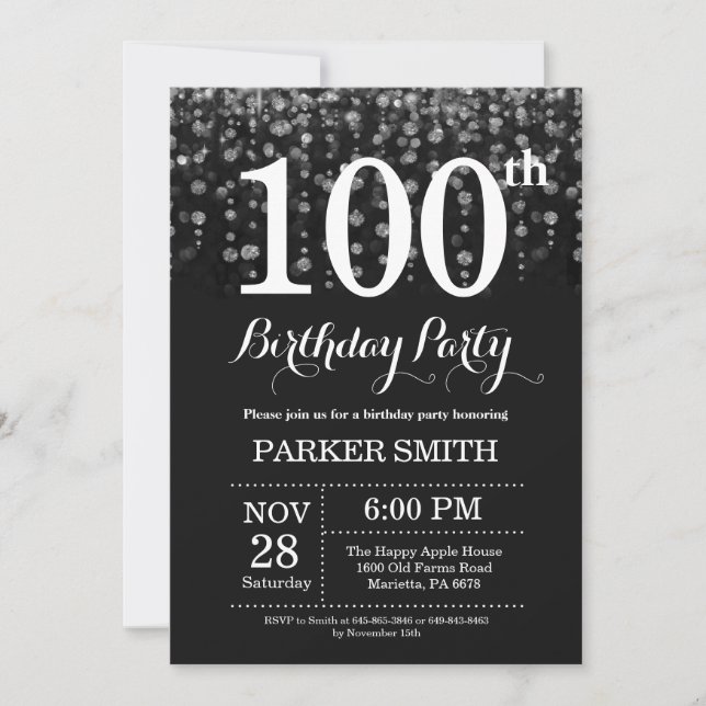 Purpurina Silver invitación al 100 aniversario (Anverso)