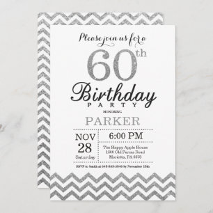 Purpurina Silver invitación al 60 aniversario
