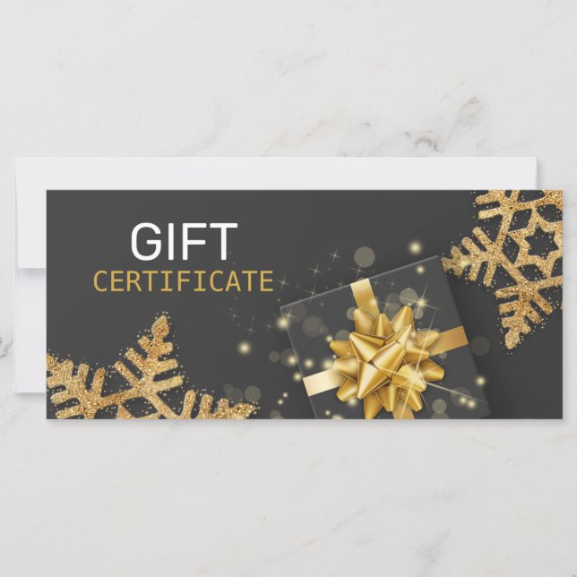 Purpurina Snowflakes Gold Gift Box Black Gift Card (Anverso)