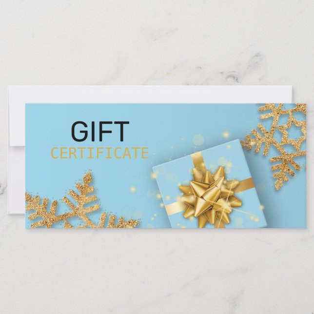 Purpurina Snowflakes Gold Gift Box Blue Gift Card (Anverso)