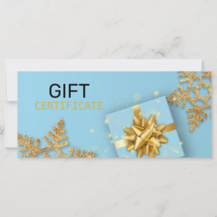 Purpurina Snowflakes Gold Gift Box Blue Gift Card