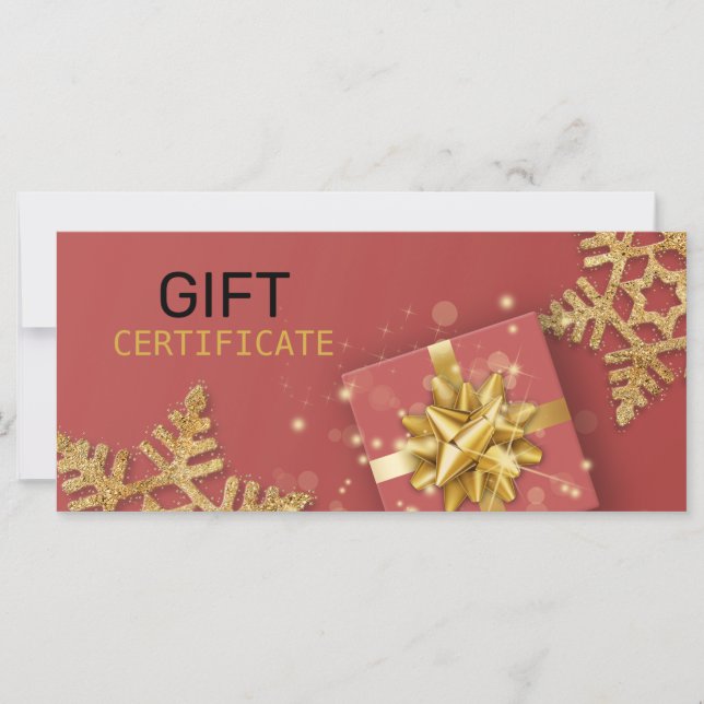 Purpurina Snowflakes Gold Gift Box Red Gift Card (Anverso)