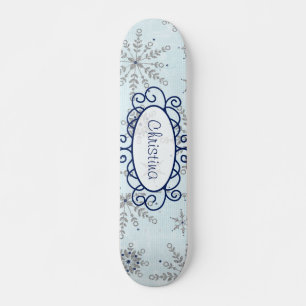 Purpurina Snowflakes Old School Skateboard