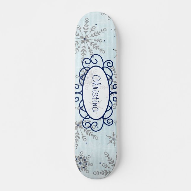 Purpurina Snowflakes Old School Skateboard (Anverso )
