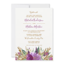 Purpurina Sparkling Amethyst Wedding Invitación
