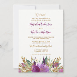 Purpurina Sparkling Amethyst Wedding Invitación