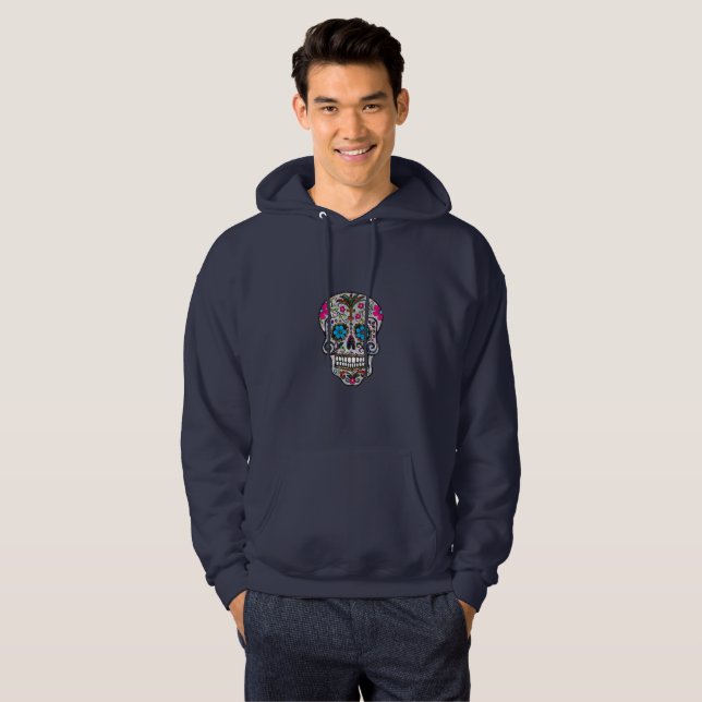 purpurina Sugar Skull mene sudadera capucha (Anverso completo)