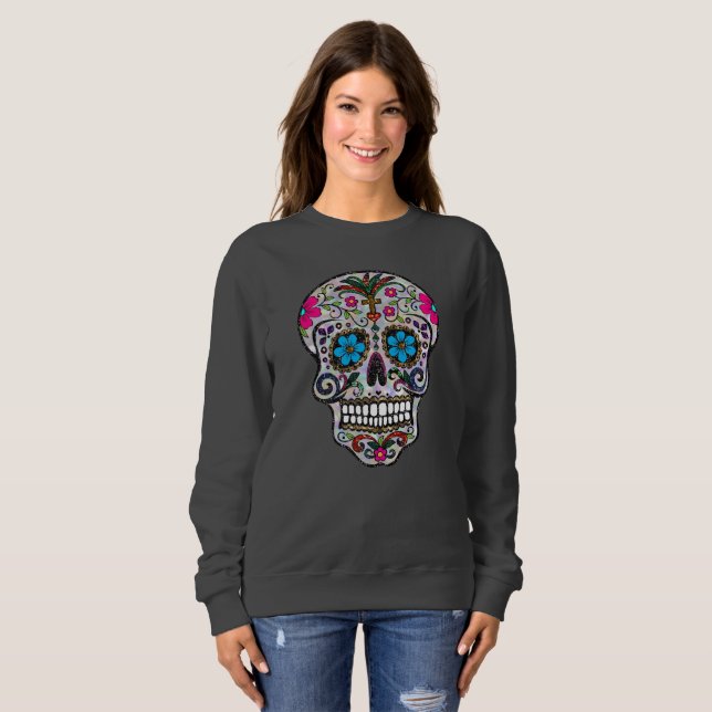 purpurina Sugar Skull sudaderas (Anverso completo)