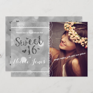 Purpurina  SWEET 16 Invitación fotográfica Fiesta