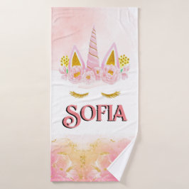 Purpurina unicornio de oro floral rosa personaliza