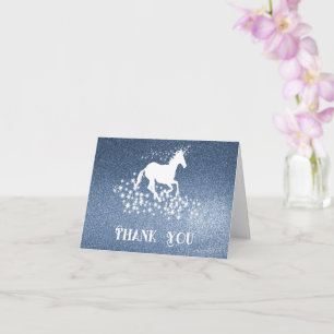 Purpurina Unicornio y estrellas gracias   Tarjeta
