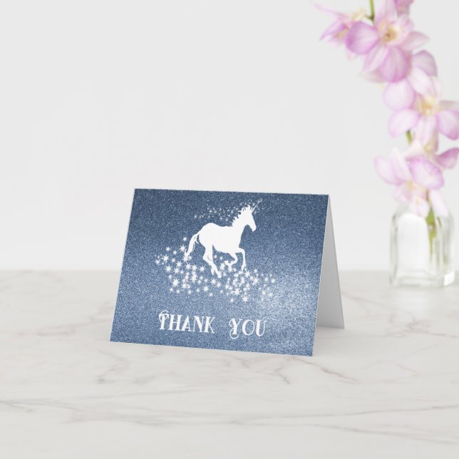 Purpurina Unicornio y estrellas gracias | Tarjeta  (Orquídea)