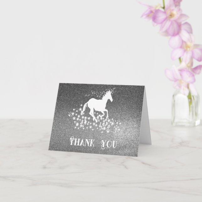 Purpurina Unicornio y estrellas gracias | Tarjeta  (Orquídea)