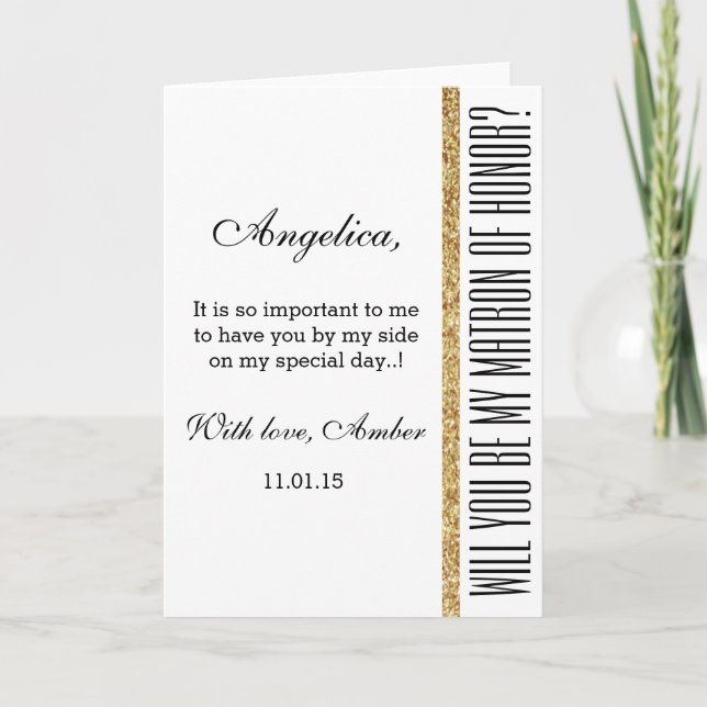 Purpurina usted será mi matrona de la invitación (Anverso)