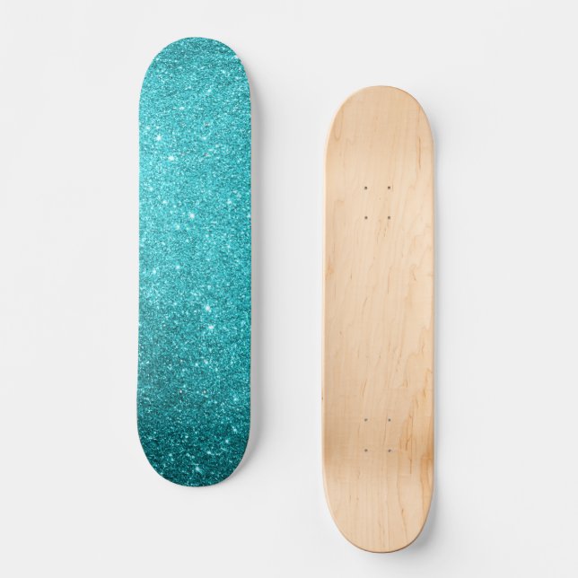 Purpurina verde azulado Skateboard (Anverso)