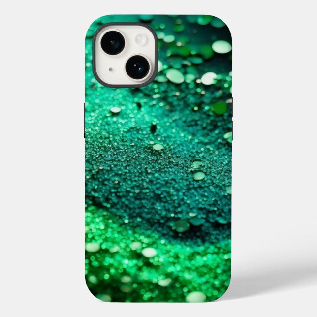Purpurina verde brillante Funda duro para iPhone M (Reverso )