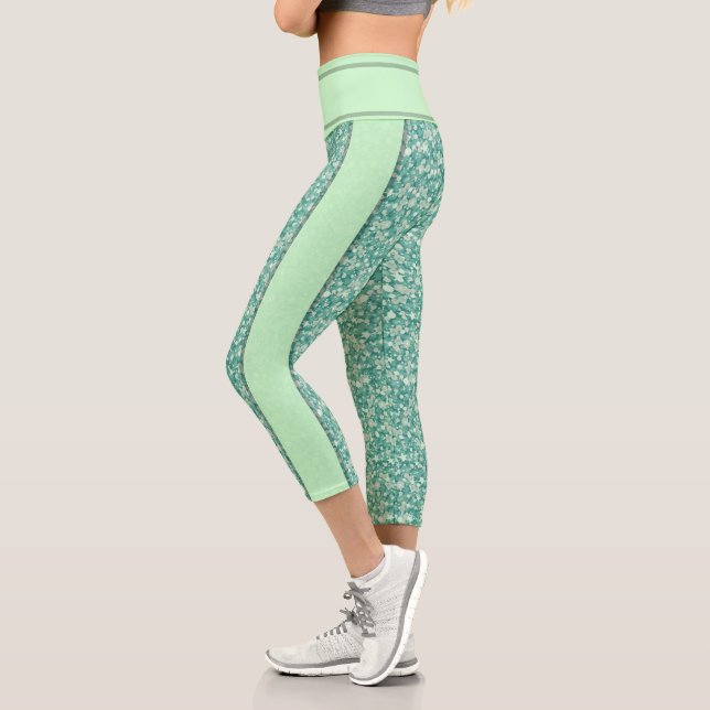 Purpurina Verde Capri Leggings (Izquierda)