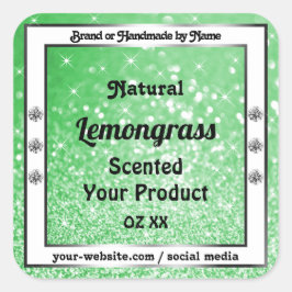 Purpurina verde esmeralda con etiquetas de product