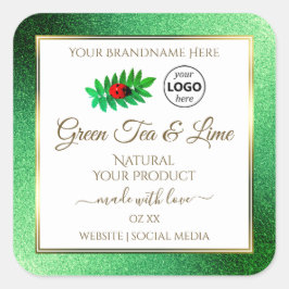 Purpurina Verde Etiquetas de producto blancas Logo