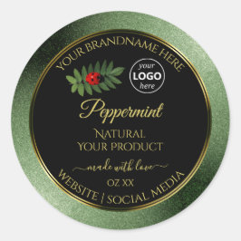 Purpurina Verde Etiquetas de productos negras Logo