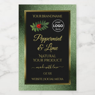 Purpurina Verde Etiquetas de productos negras Logo