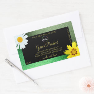 Purpurina verde floral Sello de producto de oro ne