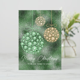 Purpurina Verde Foto Ornamento de Navidad Elegante